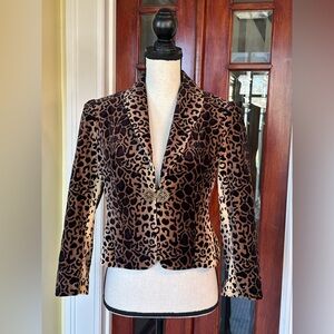 Laundry by Shelli Segal | Leopard Print Velvet Clasp Closure Jacket, Size 4, NWT